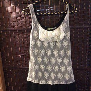 Size 7 -  Ladies Black/Cream Lace Flapper Dress